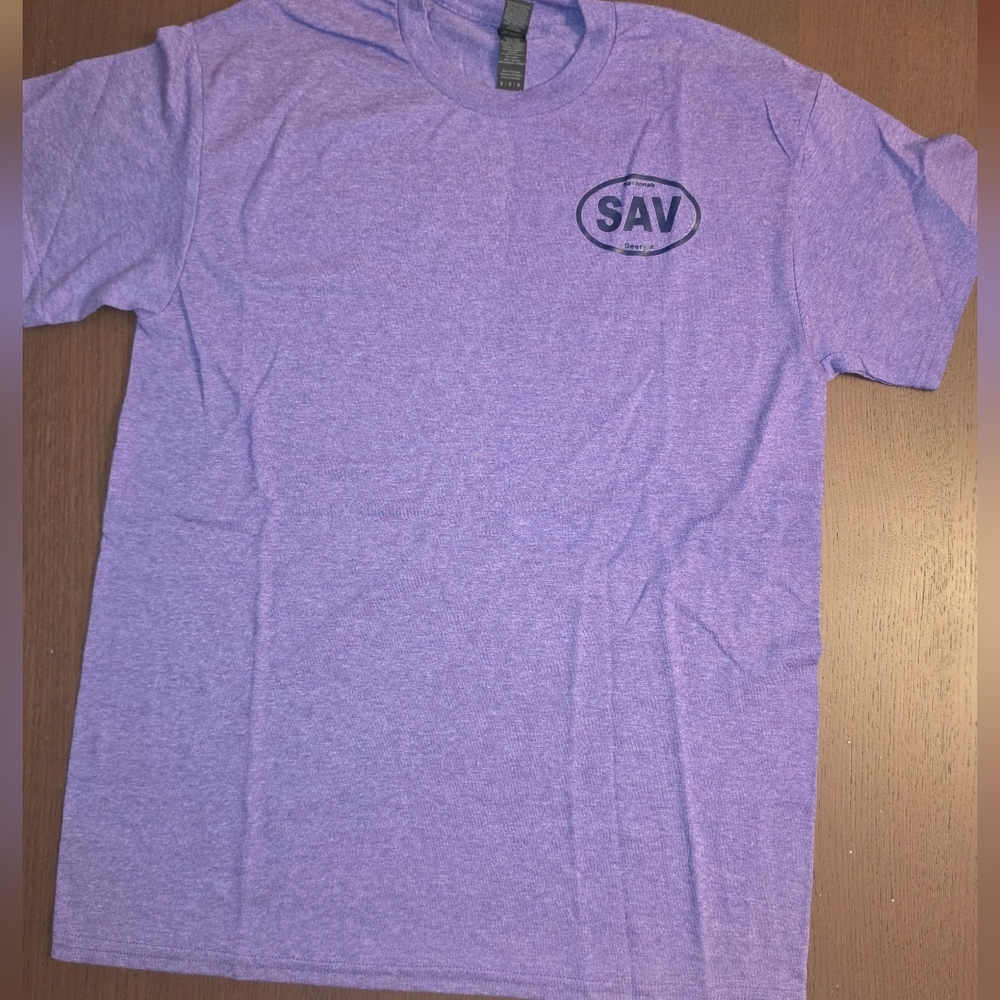 Purple SAV(Savannah,Ga) Logo Tee New Without Tags Size medium.